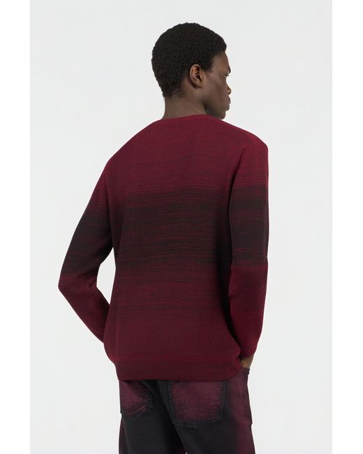 Roberto Cavalli Red Burgundy Dégradé Cotton Sweater for men