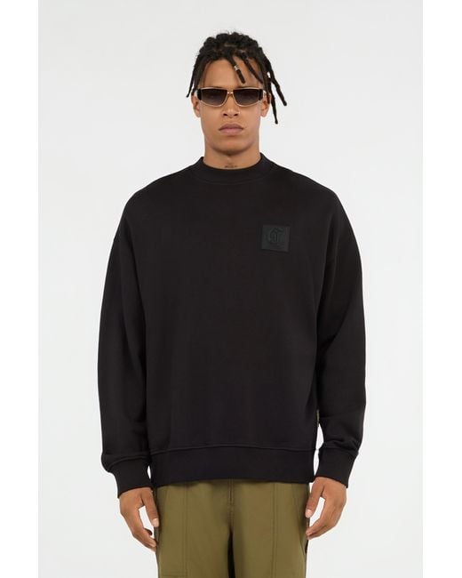 Roberto Cavalli Black Sweatshirt With Tonal Logo Patch for men
