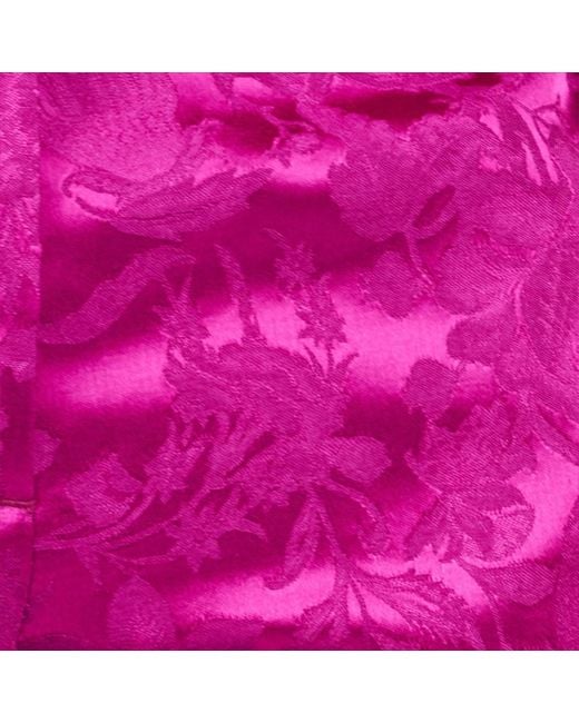 Roberto Cavalli Pink Brocade Flared Trousers With Jacquard Florentine Flowers Motif