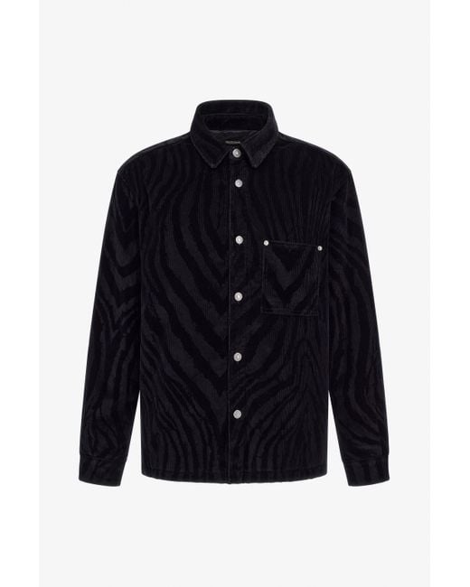 Roberto Cavalli Zebra Print Shirt in Blue für Herren