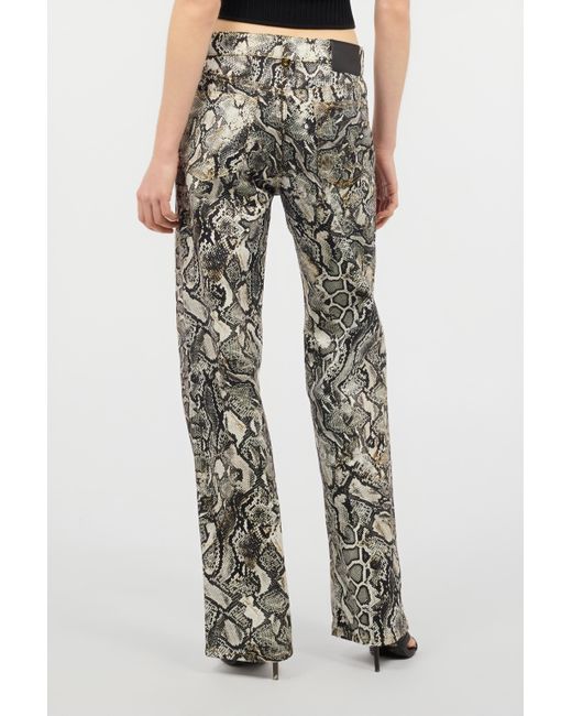 Pantalones Con Estampado Python Roberto Cavalli de color White