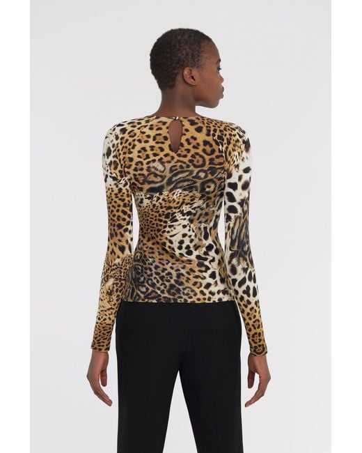 Roberto Cavalli Black Jaguar Skin Print Long-Sleeved T-Shirt