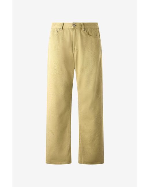 Roberto Cavalli Yellow Printed Five-Pocket Pants for men