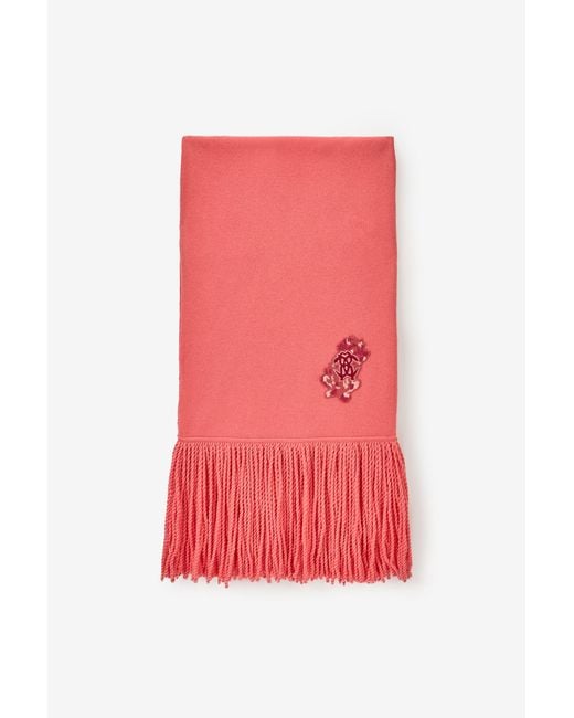 Roberto Cavalli Red Antique Scarf With Monogram Mirror Snake