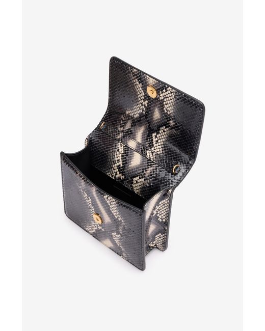 Roberto Cavalli Black Python-Print Roar Bag