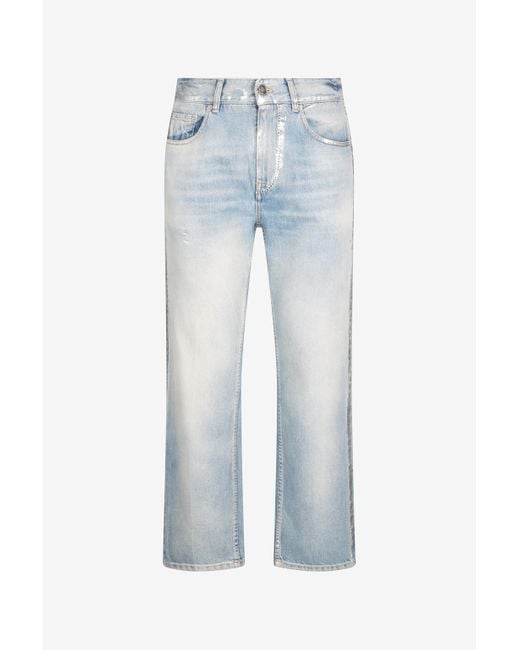 Roberto Cavalli Blue Light Wash Jeans With Monogram Rc for men