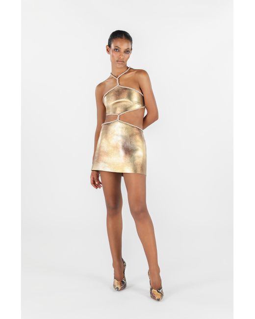 Vestido Corto Cut-Out Con Cuerdas Roberto Cavalli de color Natural