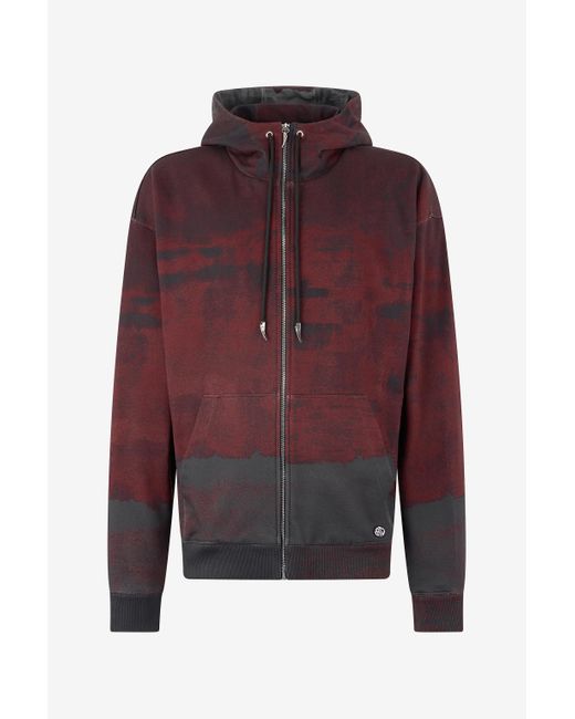 Roberto Cavalli Red Hoodie With Zip for men