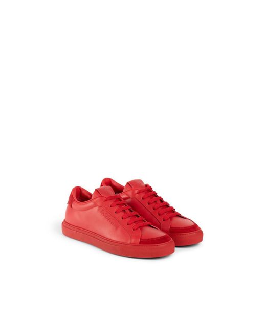 Roberto Cavalli Suede Panelled Low-top Sneakers in Red for Men - Lyst