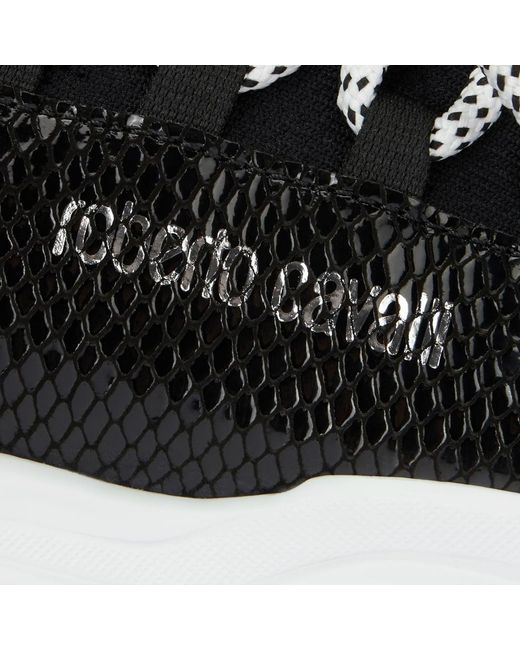 Roberto Cavalli Black Sneakers With Snake-Effect Inserts