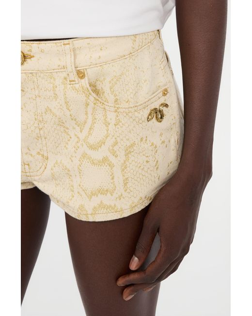 Roberto Cavalli Natural Micro Shorts With Python Pattern