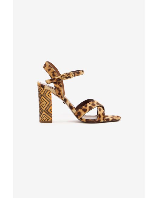 Roberto Cavalli Multicolor Hairy Cheetah Skin Sandals
