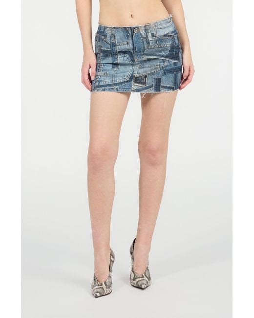 Roberto Cavalli Blue Patchwork Capsule Collection Denim Mini Skirt