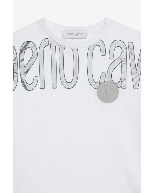 Roberto Cavalli Multicolor Logo Print Cotton T-Shirt for men