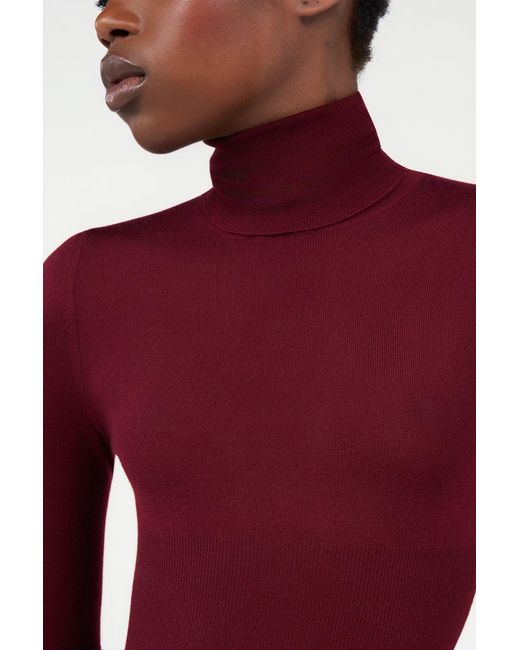 Roberto Cavalli Red Burgundy Turtleneck Top