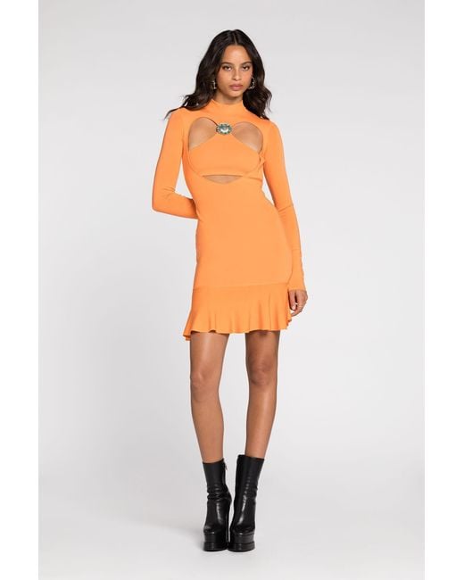 Roberto Cavalli Orange Cut-Out Flared Mini Dress