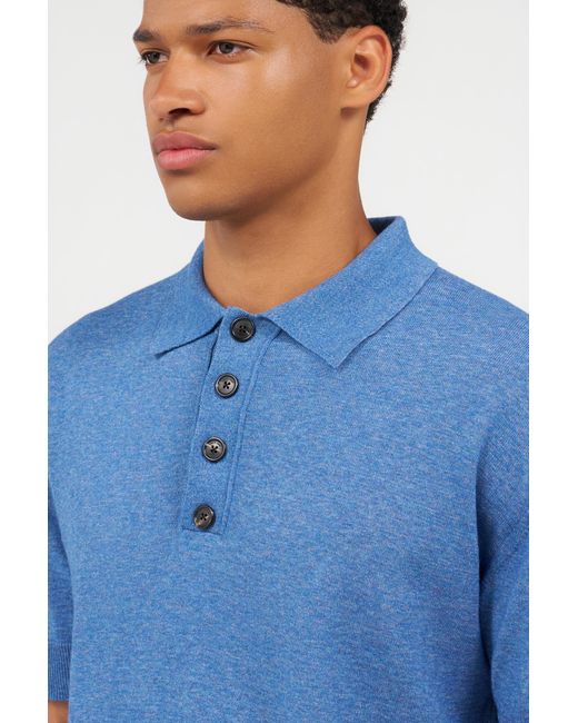 Roberto Cavalli Blue Knit Polo Shirt With Embroidered Logo for men