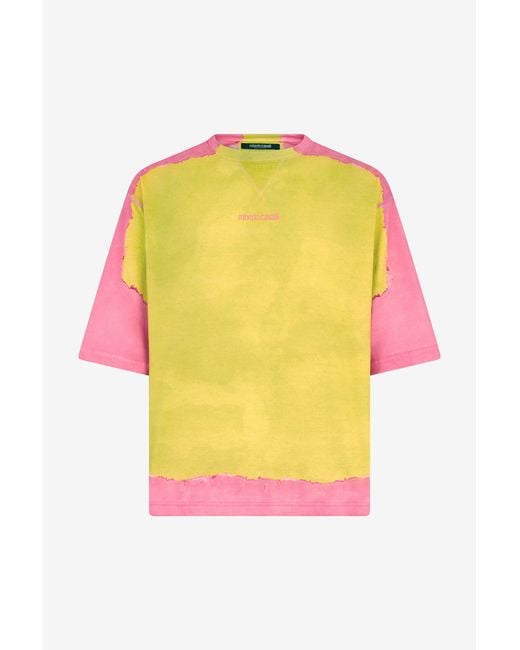 Roberto Cavalli Yellow And Color-Block T-Shirt for men