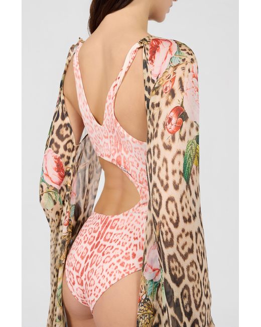Roberto Cavalli Multicolor Jaguar Print One-Piece Swimsuit