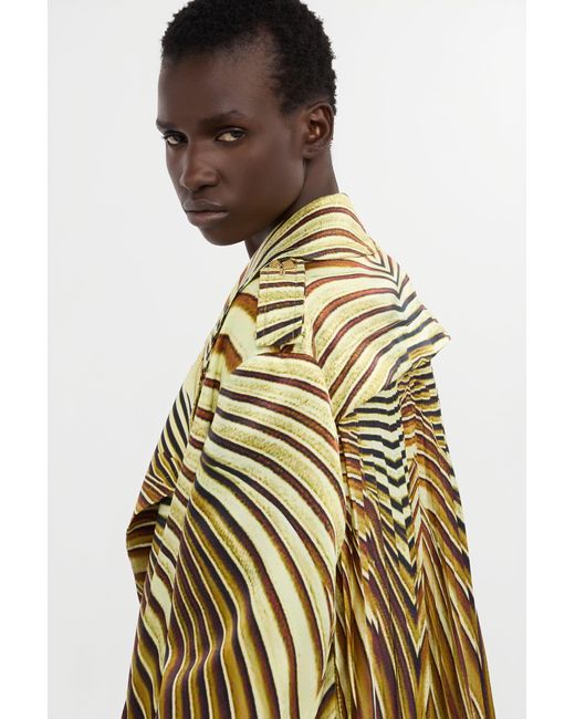 Roberto Cavalli Metallic Silk Trench Coat With Iside Print