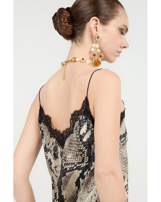 Haut En Soie À Imprimé Python Roberto Cavalli en coloris White