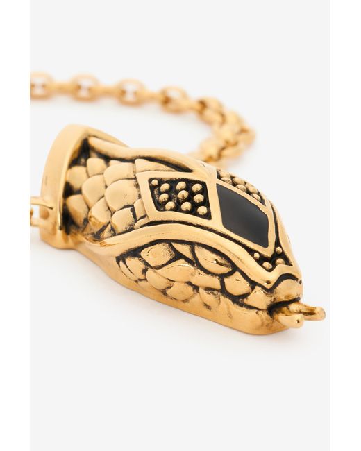Roberto Cavalli White Antiqued And Necklace With Snake Head