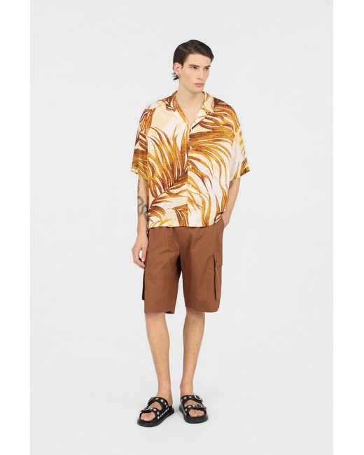 Roberto Cavalli Metallic Golden Palm Print Shirt for men