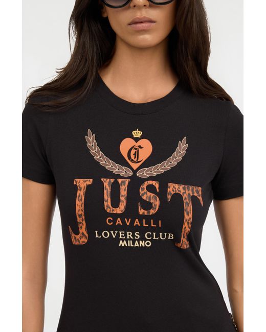 Roberto Cavalli Black Lovers Club Print T-Shirt