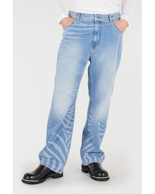 Roberto Cavalli Blue Zebra Design Jeans for men