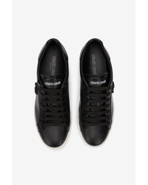 Roberto Cavalli Black Sneaker With Embossed Monogram Rc for men