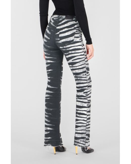 Roberto Cavalli Black Hose Mit Print Zebra