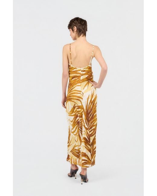 Roberto Cavalli Metallic Golden Palm Print Dress