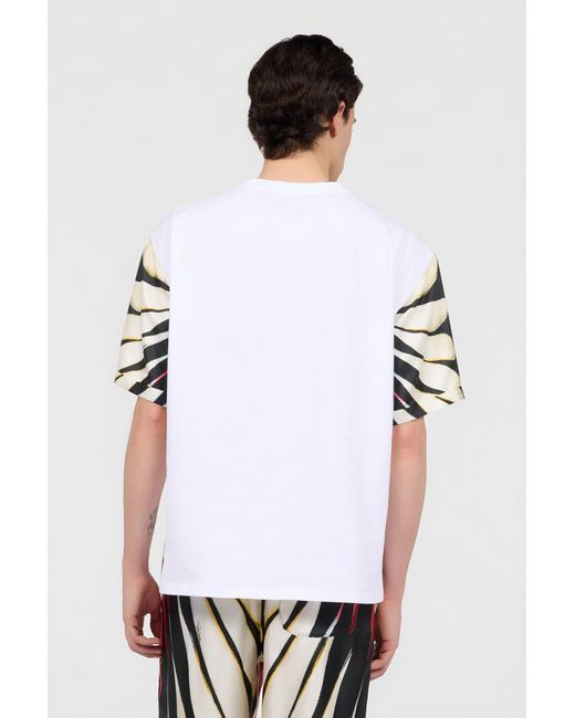 Roberto Cavalli Red Ray Of Paradise Print Silk T-Shirt for men