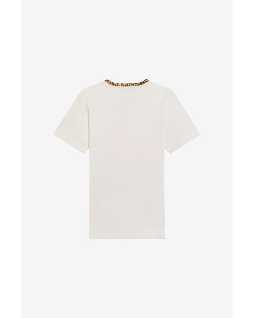 Roberto Cavalli White T-Shirt With Floral Print And Monogram Rc