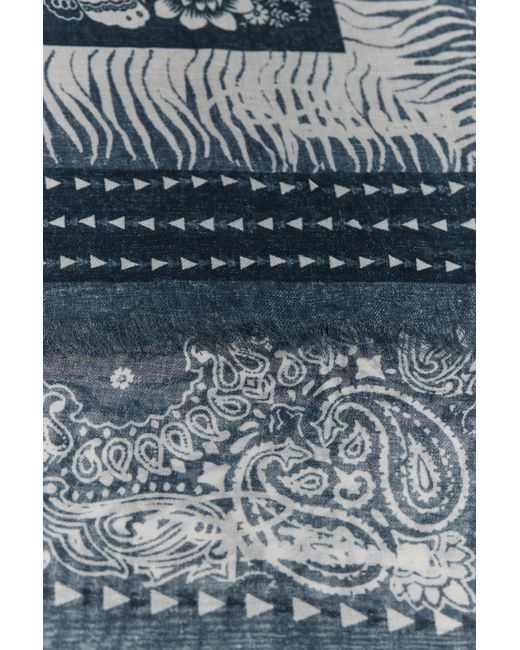 Roberto Cavalli Blue Shawl With Zebra Pattern And Logo for men