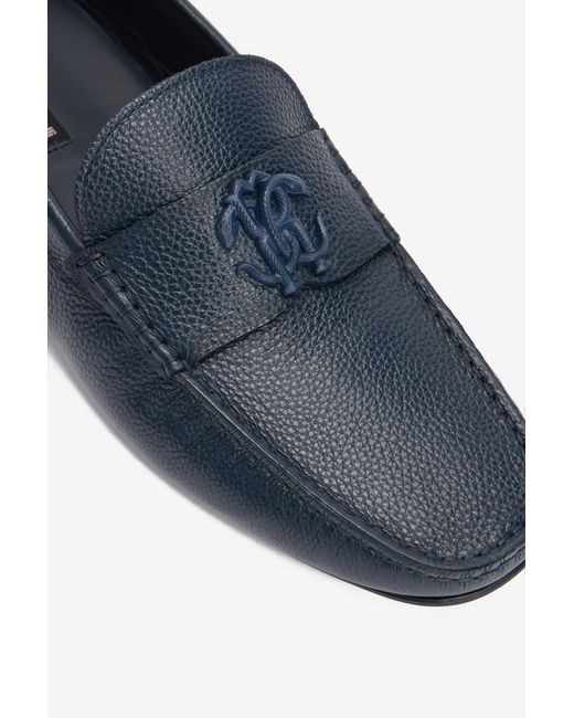 Roberto Cavalli Blue Leather Loafers for men