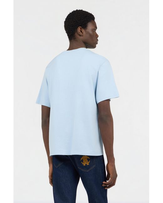 Roberto Cavalli Blue Light T-Shirt With Embroidered Logo for men