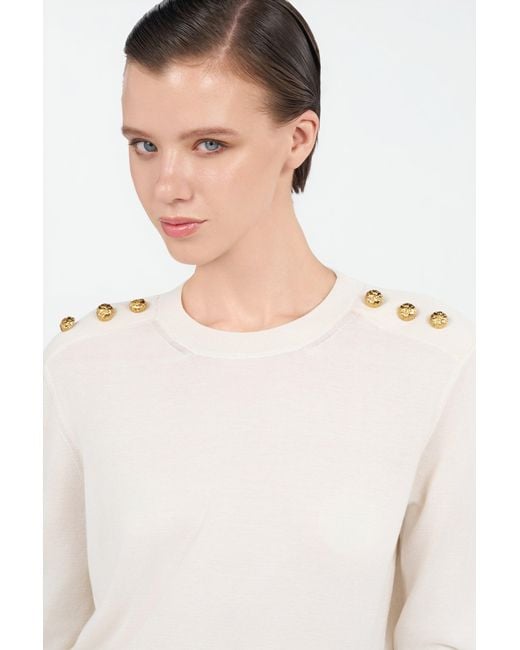 Roberto Cavalli White Sweater With Buttons