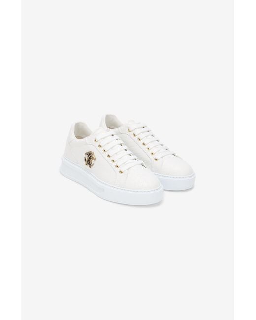 Roberto Cavalli Multicolor Sneaker With Mirror Snake Monogram