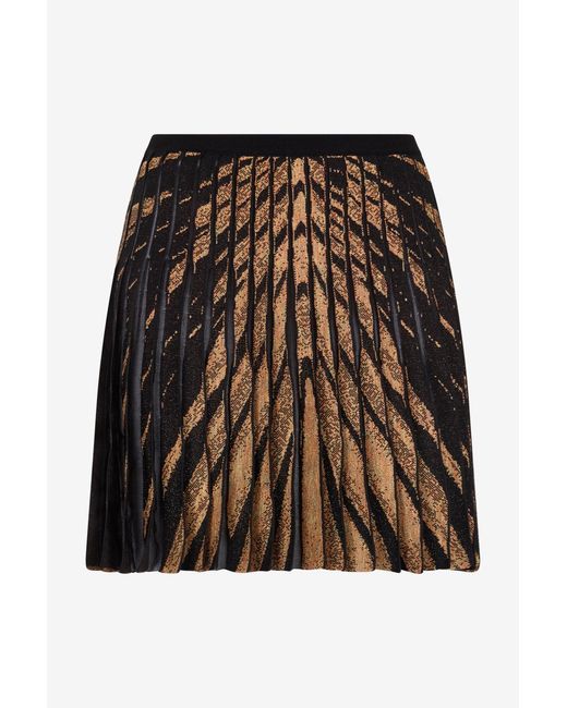 Roberto Cavalli Brown Knit Skirt With Ray Of Print