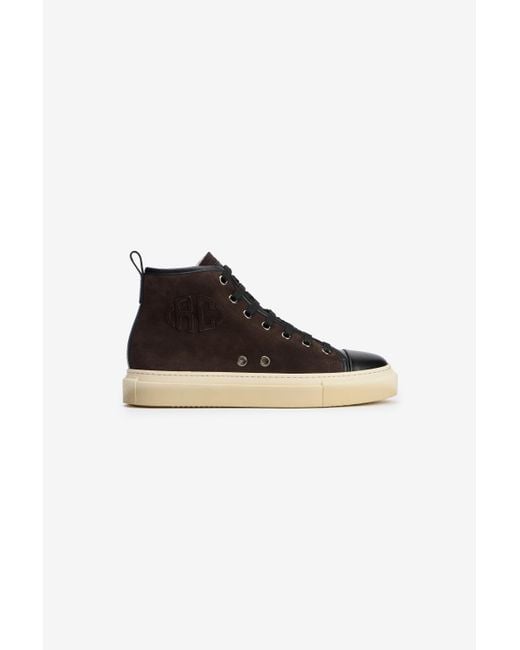 Roberto Cavalli Black High-Top Sneakers Chocolate With Rc Monogram for men