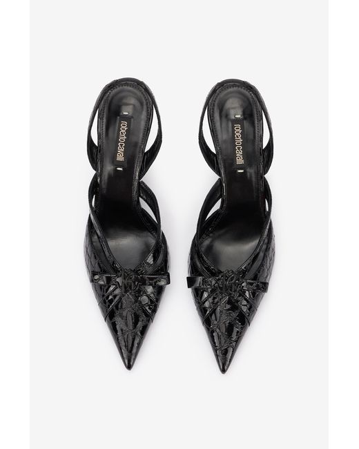 Roberto Cavalli Black Slingbacks Kroko