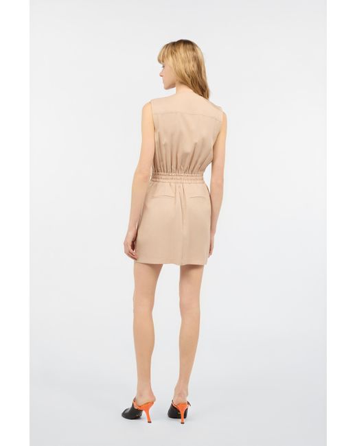 Roberto Cavalli Natural Mini Dress With Utility Pockets