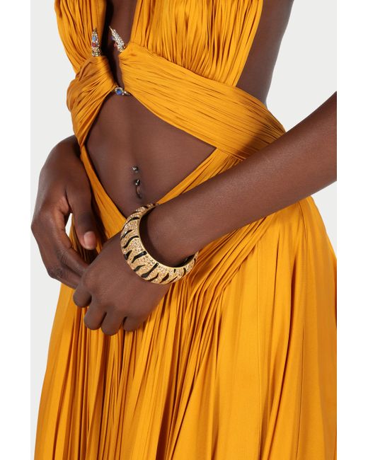 Bracciale Rigido Con Cristalli E Motivo Tiger Skin di Roberto Cavalli in Metallic