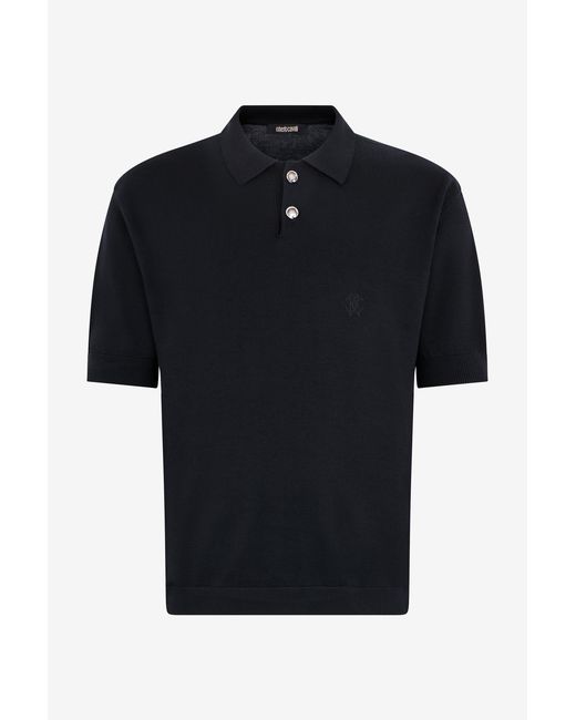 Roberto Cavalli Black Cotton Polo for men