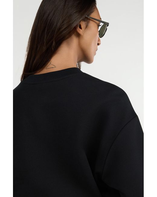 Roberto Cavalli Black Cropped Sweatshirt With Animalier Print Band