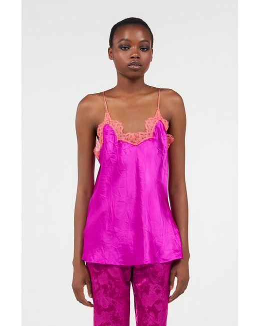 Roberto Cavalli Pink Top With Lace Detailing