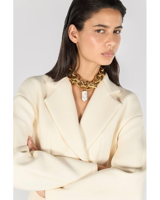 Roberto Cavalli White Chain Necklace With Stone Pendant