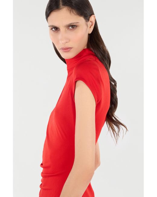 Roberto Cavalli Red Mini Dress With Ruched Detail