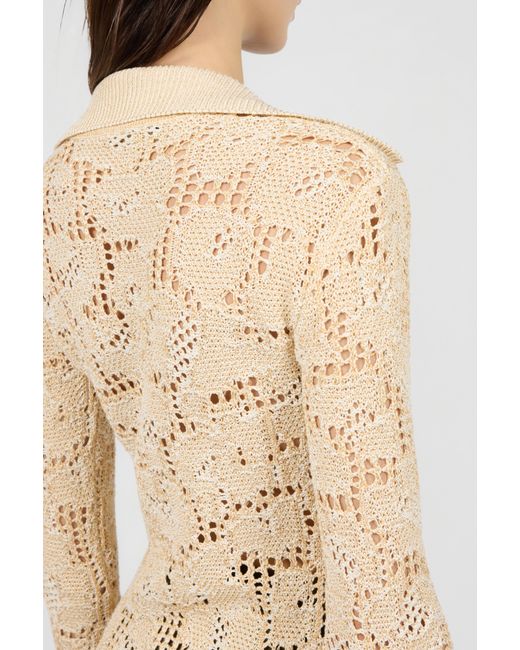 Roberto Cavalli Natural Jaguar Crochet Cardigan